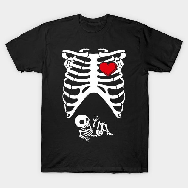 Spooky Skeleton Costume Pregnant Mommy T-Shirt by SolarFlare